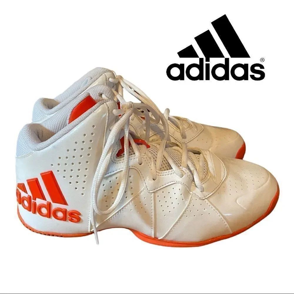 Adidas Pro Men's Smooth Feather White Orange Basketball Shoes Sneakers 9.5